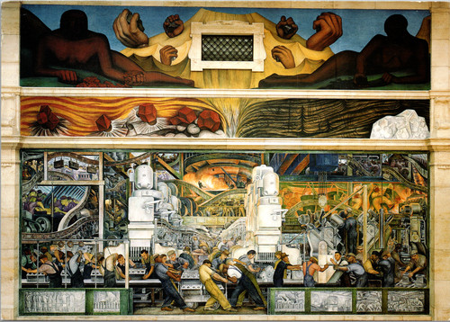 Diego Rivera Detroit Industry North Wall mural reproduction postcard