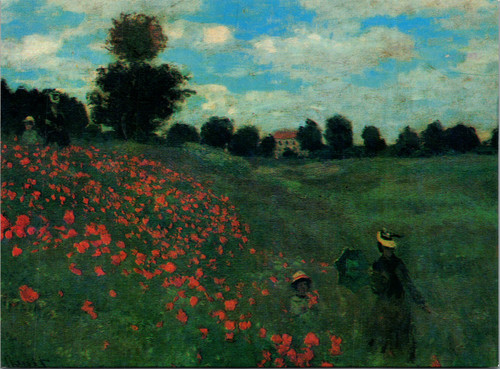 Claude Monet Field of Poppies impressionist art postcard