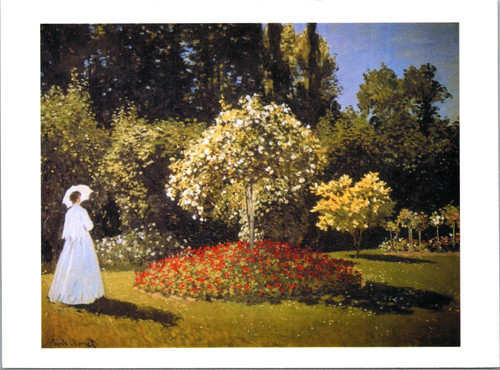 Claude Monet Jeanne Marguerite Lecadre in the Garden Impressionist art postcard