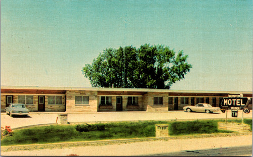 Webster Motel Angola Indiana US 20 sandstone motor court vintage postcard