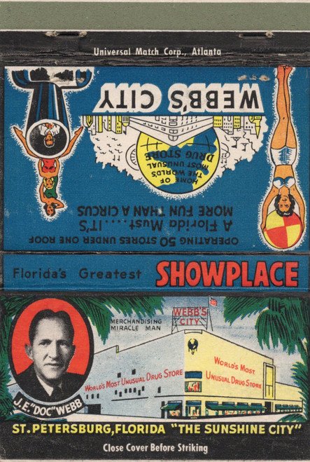 Vintage Webbs City matchbook St Petersburg Florida Floridas Greatest Showplace