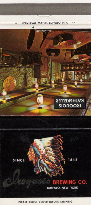 Vintage Iroquois Brewing Co Buffalo NY Foilite matchcover brewery tour advertising Indian head logo
