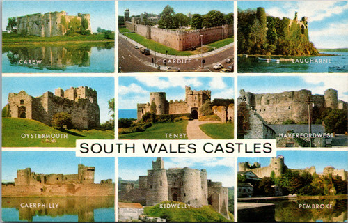 Vintage South Wales Castles postcard Carew Cardiff Tenby Caerphilly Kidwelly Pembroke
