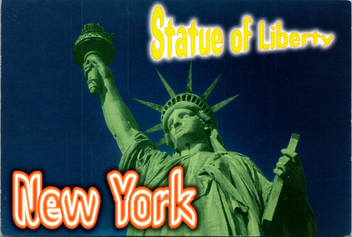 Vintage chrome postcard of Statue of Liberty New York Harbor by City Merchandise