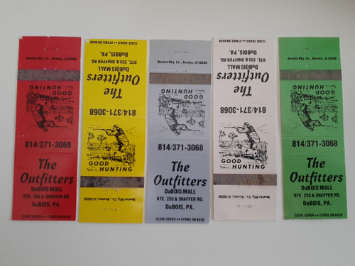Vintage The Outfitters DuBois Pennsylvania hunting matchbook covers color set