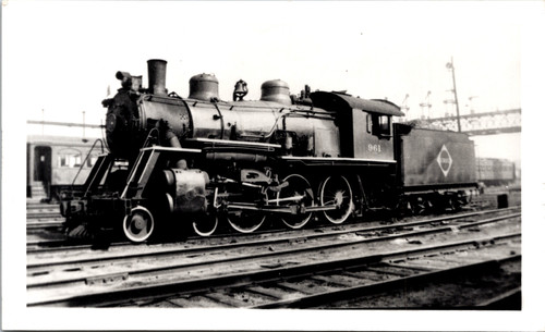 1948 steam locomotive 961 jersey city rail yard vintage black and white photograph 3.5 x 5.75