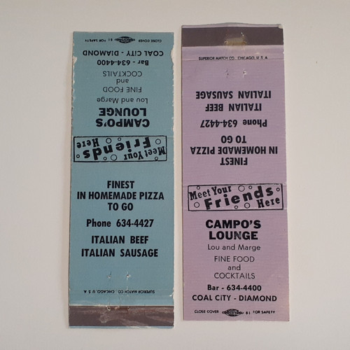 Campo's Lounge Coal City Illinois vintage tavern matchbook covers