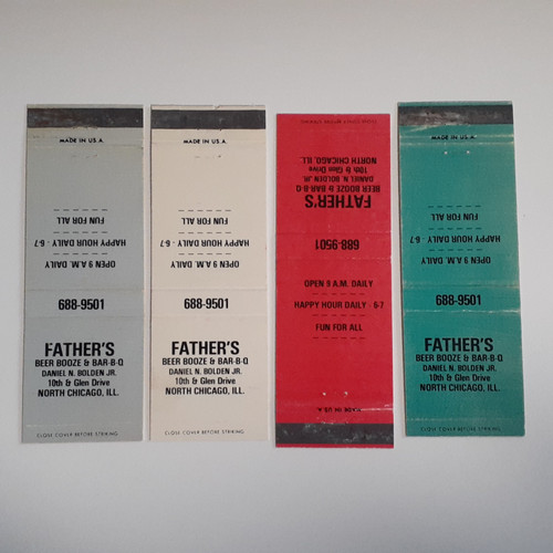 Fathers Bar North Chicago Illinois vintage matchbook cover color set front view