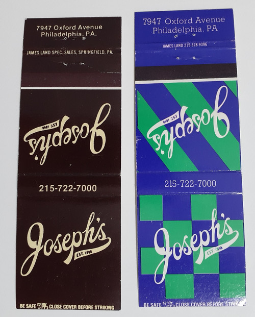 Josephs Philadelphia PA matchbook covers set Oxford Avenue