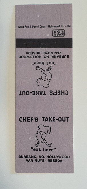 Chefs Take Out California matchbook cover Burbank Van Nuys Reseda