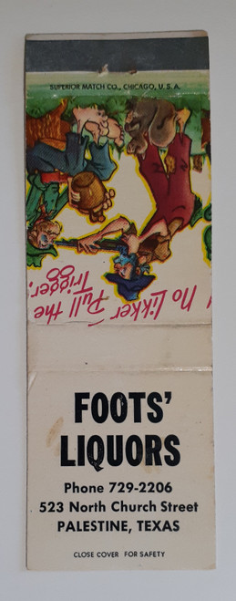 Foots' Liqours Palestine Texas Hill Billy No Likker