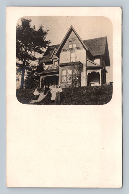 rppc victorian house family porch 1906 laceyville pennsylvania real photo postcard