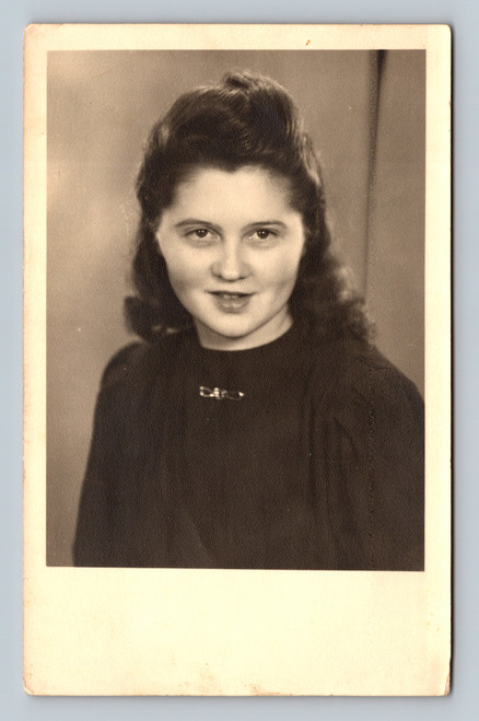 Vintage RPPC studio portrait of young woman 1930s 1940s style