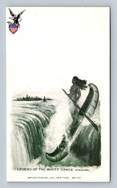 niagara falls legend white canoe antique postcard