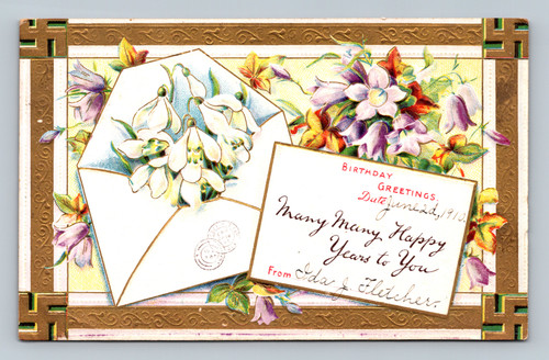 Birthday Greetings embossed floral