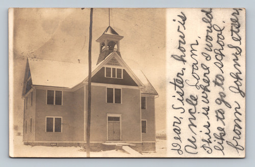 rppc 1906 auburn high school massachusetts snow scene real photo postcard building