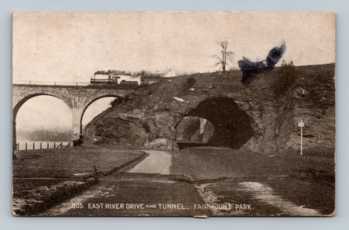 Fairmount Park Philadelphia tunnel train postcard front