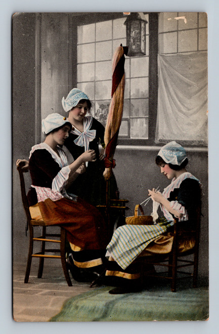 Antique 1908 birthday postcard horse carriage with red flowers divided back