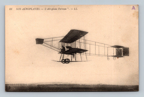 Farman aeroplane early aviation pioneer aircraft vintage postcard