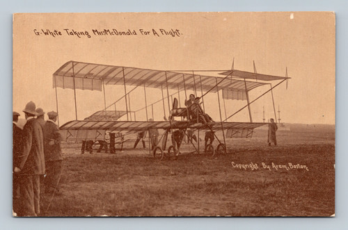 Grahame White early aviation flight passenger biplane vintage postcard