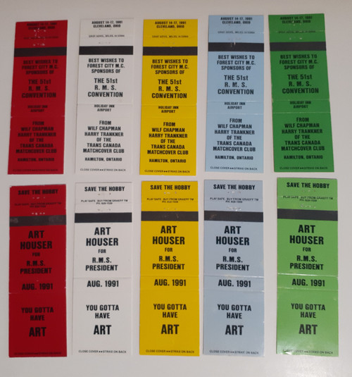 1991 RMS Convention  2 sets Art Houser and Trans Canada Matchcover Club