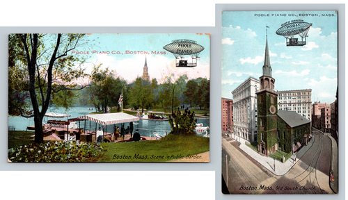 Poole Piano advertising postcards pair of two