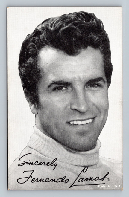 Fernando Lamas vintage arcade card black and white actor portrait facsimile signature