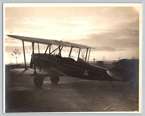 Vintage Aircraft Photo Biplane Silhouette Sunset 8 x 10