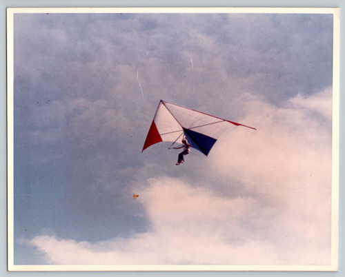 1976 hang glider LARK Sky Sports in flight vintage aviation photograph