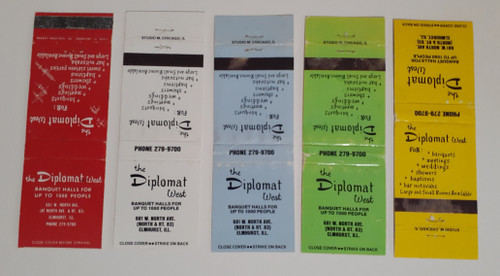 Diplomat West bankquet hall matchbook covers in different colors