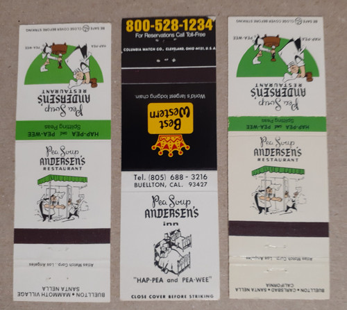 Pea Soup Andersen's matchbook covers Buellton Santa Nella California