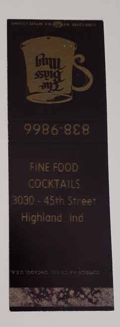 Rum Mug Highland Indiana matchbook cover black gold bar design