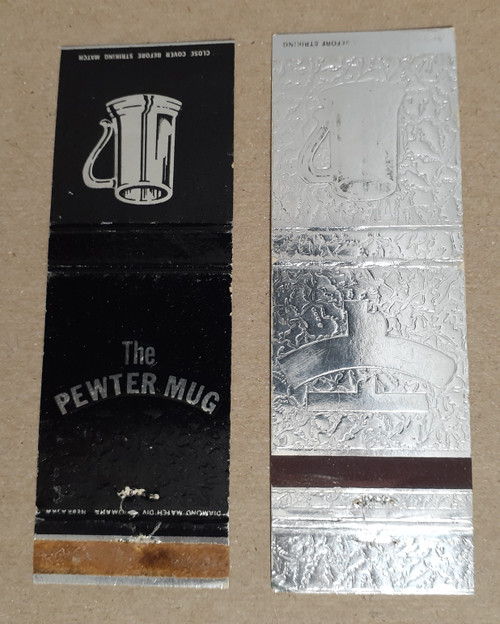 brown and metallic silver matchbook covers for the Pewter Mug in Naples FL