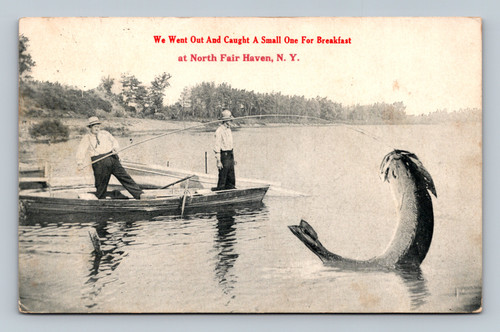 Men catch exaggerated size fish