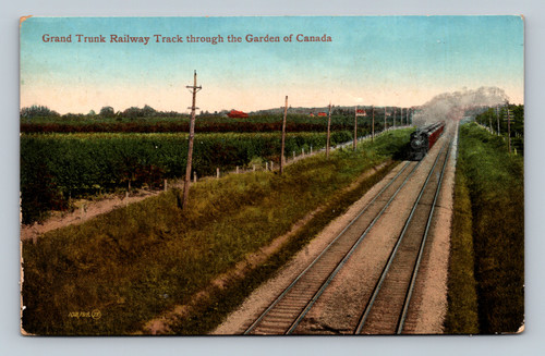 Grand Trunk Railway train Ontario Canada antique postcard 1913