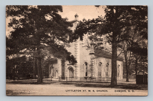 Lyttleton Street Church Camden South Carolina antique postcard