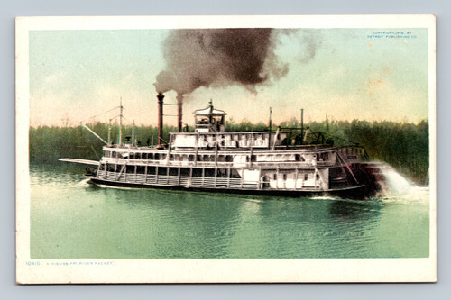 Mississippi River steamboat packet antique postcard Detroit Publishing
