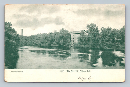 old mill elkhart indiana postcard undivided back antique unused river scene