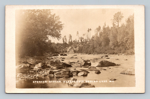 spencer stream maine real photo postcard spring lake antique rppc river scene