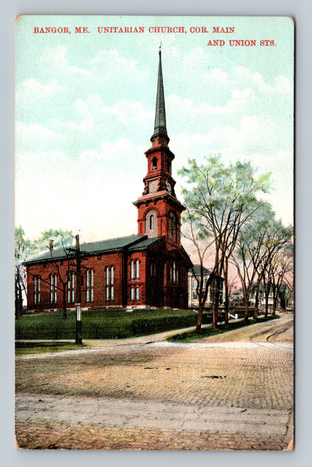 bangor maine unitarian church langsdorf undivided back antique postcard