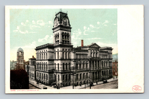 louisville kentucky city hall detroit publishing antique postcard