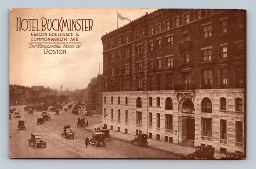 hotel buckminster boston massachusetts postcard beacon boulevard street scene
