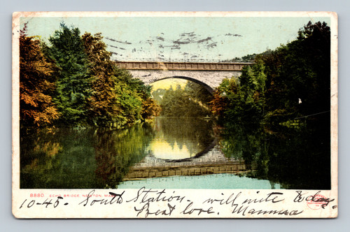 echo bridge newton massachusetts river scene antique postcard