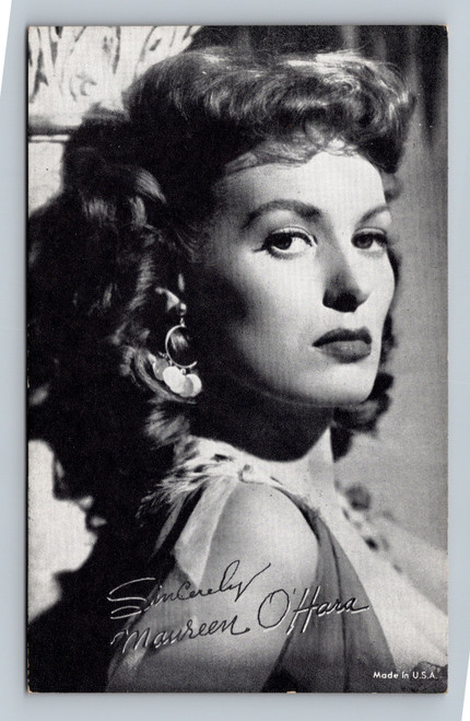 Maureen OHara vintage arcade card black and white actress portrait facsimile signature