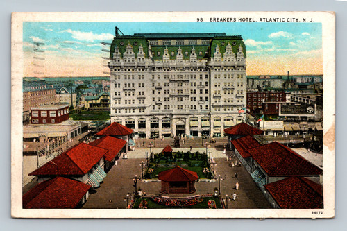 Atlantic City New Jersey Breakers Hotel 1930 linen postcard