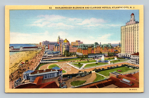 Atlantic City New Jersey Marlborough Blenheim Claridge hotels linen postcard