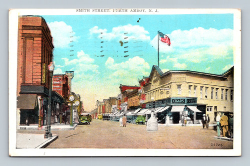 Smith Street Perth Amboy New Jersey street scene 1936 postcard