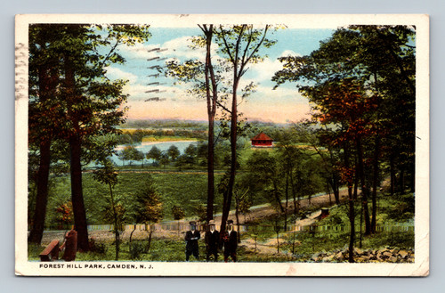 Forest Hill Park Camden New Jersey scenic lake view 1918 postcard