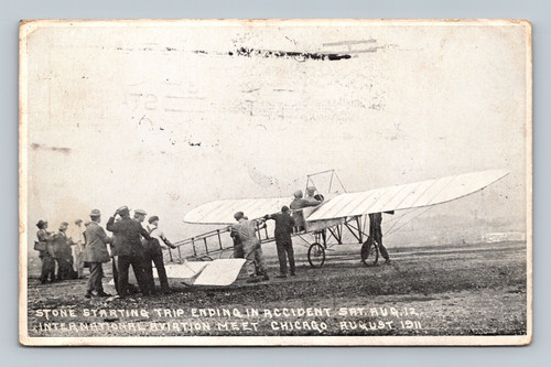 Raphael Tuck aviation postcard biplane gliding engine stopped