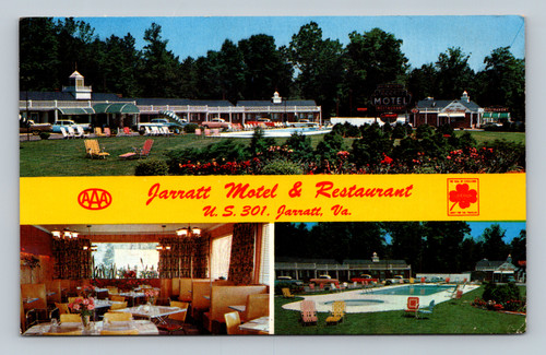 Jarratt Virginia AAA motel US Route 301 pool restaurant vintage postcard